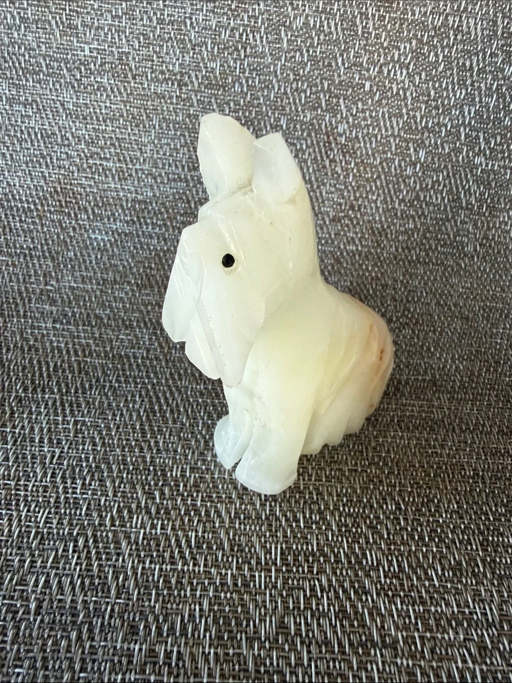 Two Vintage Scottie Dog Figurines Black Resin & White Carved Marble Onyx Stone